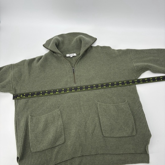Madewell Glenbrook Half Zip Pullover Sweater Green Merino Wool Size Medium - Picture 6 of 7